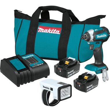 Makita 18V LXT LithiumIon Brushless Cordless Impact Driver 3 Ah Kit with L.E.D Flashlight and 2 Batteries