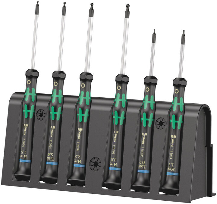 Wera Tools 6pc 2052/6 Hexagon Micro Screwdriver Set with Rack, large image number 0