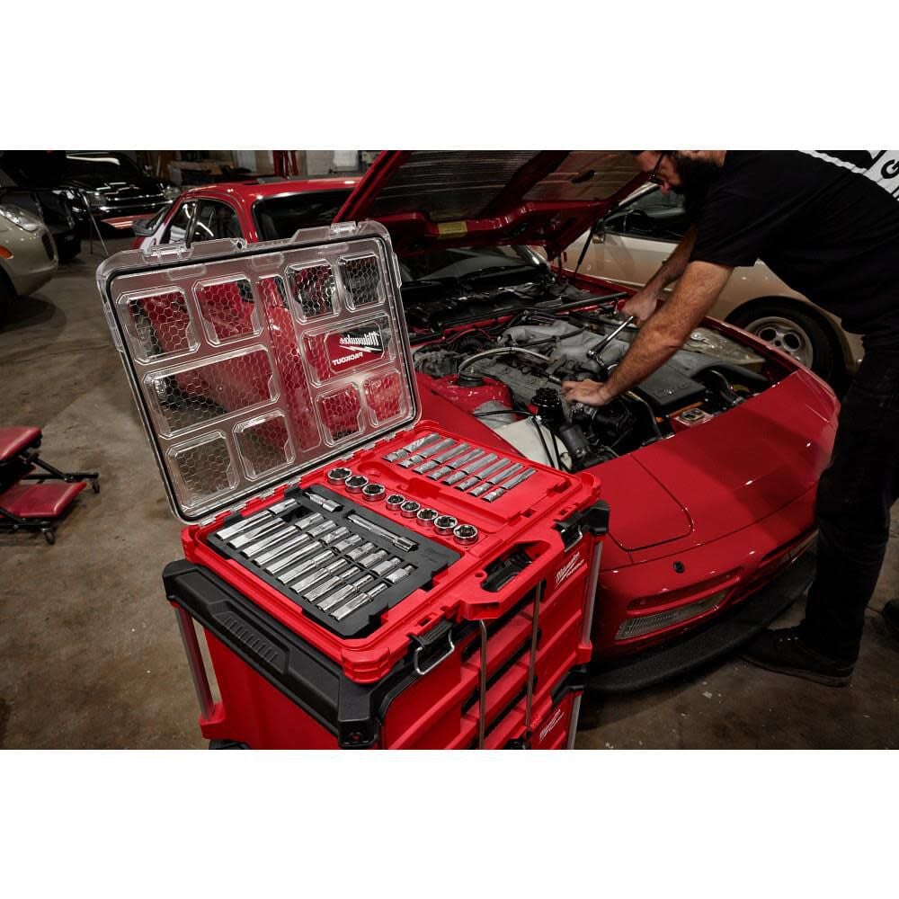 Milwaukee 1/2in Drive Ratchet & Socket Set with PACKOUT