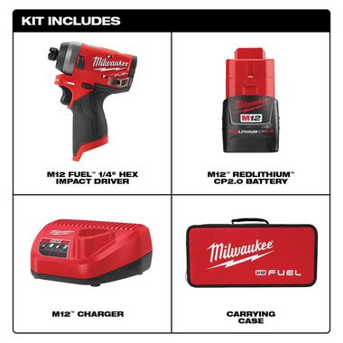 Milwaukee M12 FUEL 1/4inch Impact Driver Single Battery Kit, large image number 1