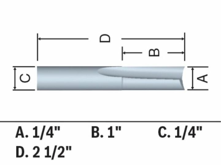 Bosch 1/4in x 1in Solid Carbide Double Flute O Flute Router Bit, large image number 1