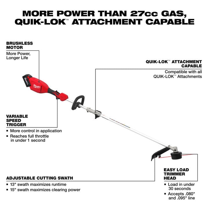 Milwaukee M18 QUIK-LOK Brushless 15 Inch String Trimmer Kit, large image number 1