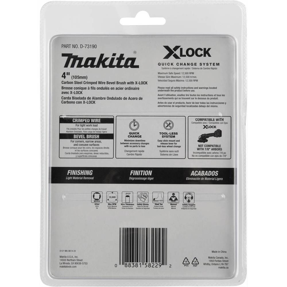 Makita X LOCK 4in Carbon Steel Crimped Wire Bevel Brush, large image number 3
