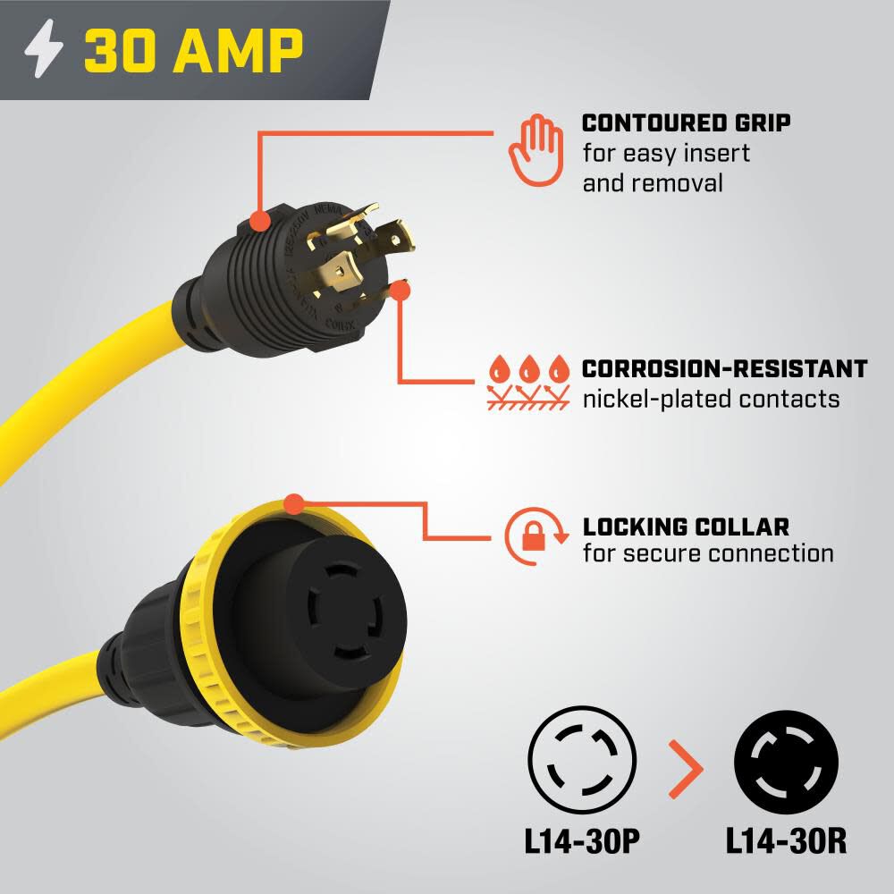 Champion Power Equipment 30-Amp Indoor-Rated Manual Transfer Switch with 25-Foot Generator Power Cord and Weather-Resistant Power Inlet Box, large image number 10
