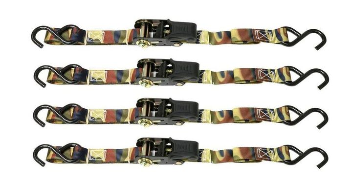 Allied International CARGOLOC 4 Pack 1 Inch x 12 Ft. Premium Ratchet Tie Downs, S-Hooks, 1,500 lbs