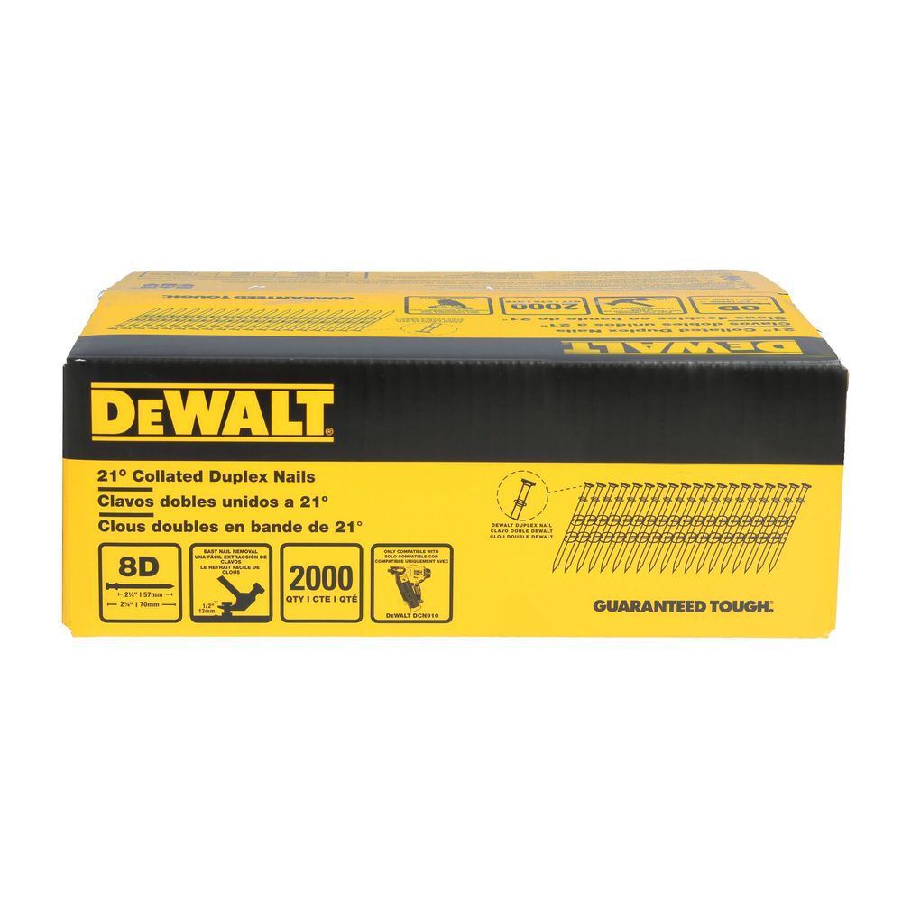 DEWALT 21 Degree Collated Duplex Nails 8D 2-3/4 Inch x 0.131 Inch 2000 Pieces, large image number 4