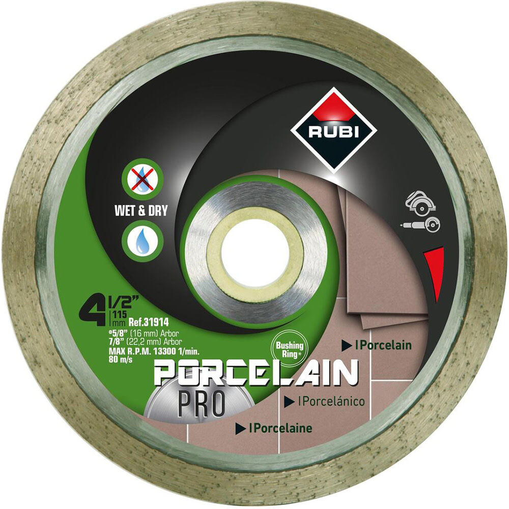 Rubi Tools 4 1/2 Inch Pro Continuous Rim Diamond Blade for Porcelain Tile, large image number 1