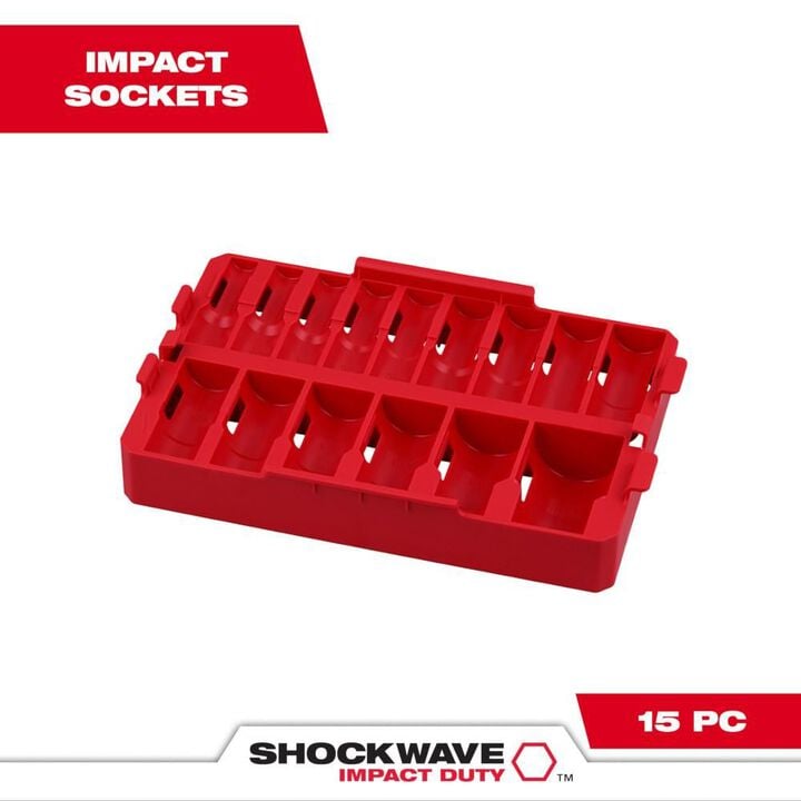 Milwaukee SHOCKWAVE Impact Duty Socket 1/2 Dr 15pc Tray Only, large image number 1