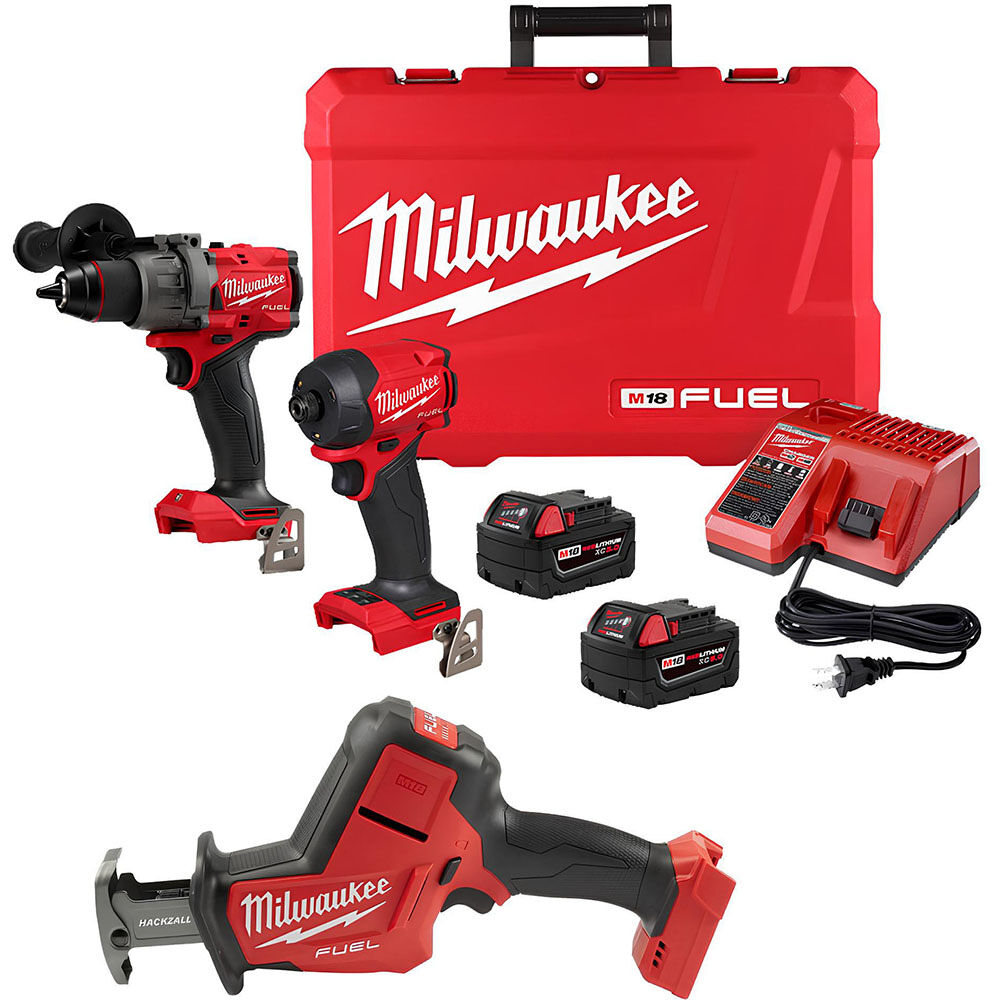 Milwaukee M18 Fuel 2-Tool Combo Kit and D-Handle Reciprocating Saw Bare Tool Bundle, large image number 1
