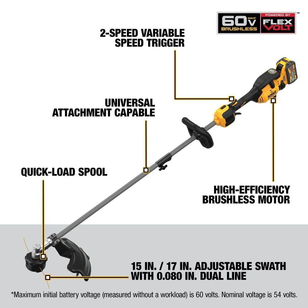 DEWALT 60V MAX 17 in. Brushless Attachment Capable String Trimmer Kit, large image number 2