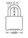 Master Lock 2" Padlock Combination Wide Resettable Brass with 2 1/4" Stainless Steel Shackle, small