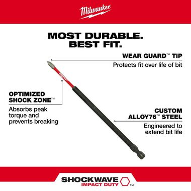 Milwaukee SHOCKWAVE 6 in. Phillips #2 Impact Power Bit, large image number 3