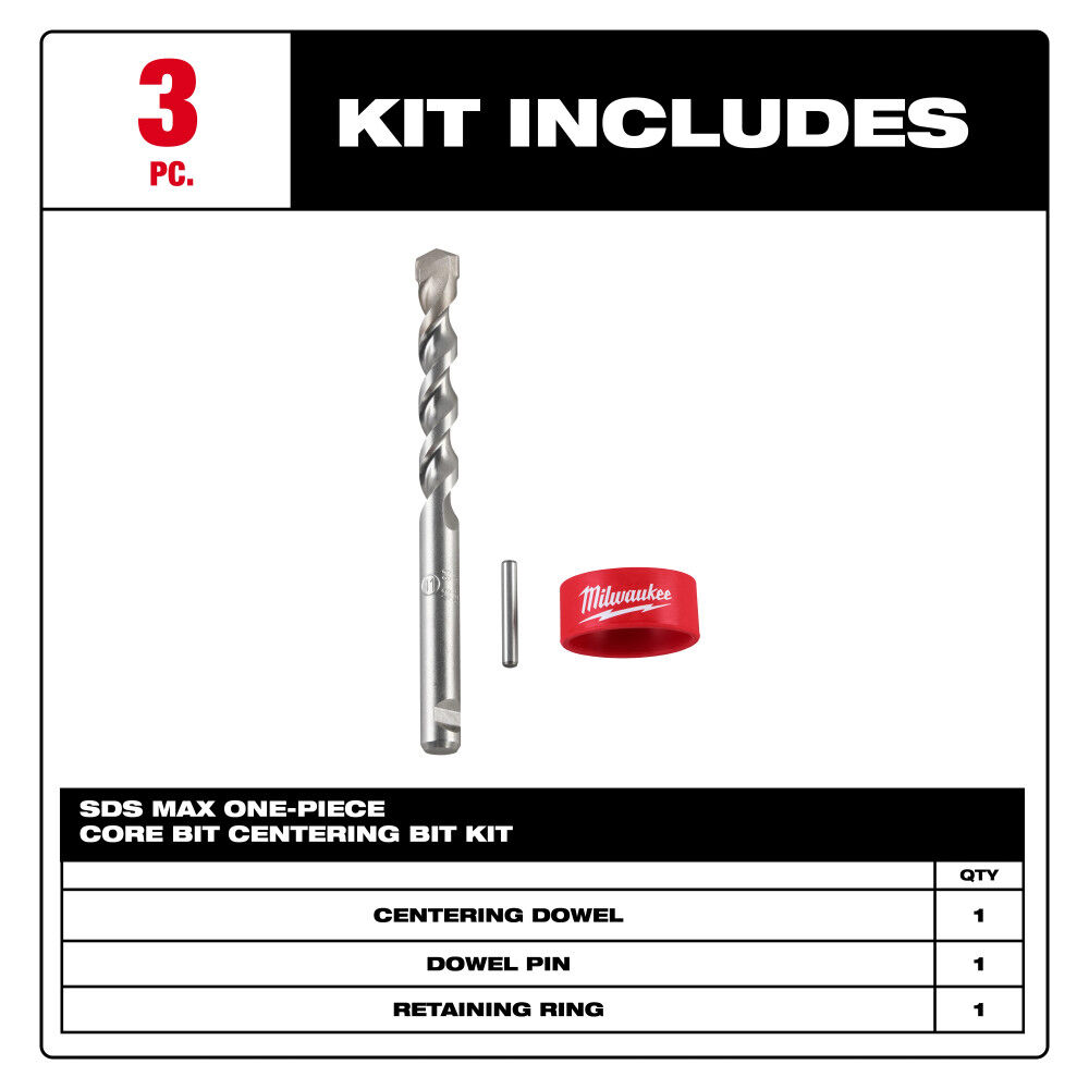 Milwaukee SDS Max One-Piece Core Bit Centering Bit Set, large image number 2