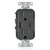 Leviton 15A 125V 5-15R Black Outlet with USB Type A/C Charger, small image number 1
