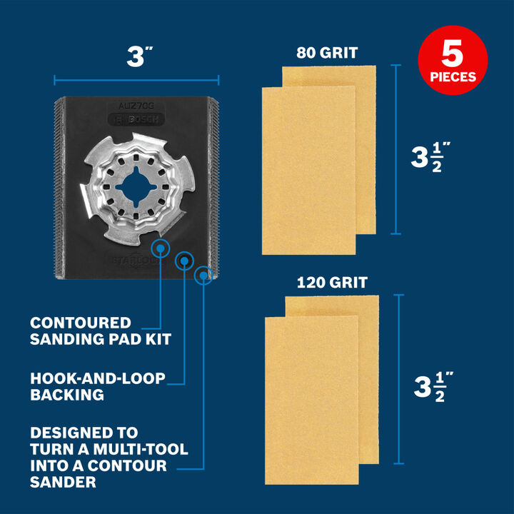 Bosch Starlock Oscillating Multi Tool Contoured Sanding Pad Kit 5pc, large image number 2