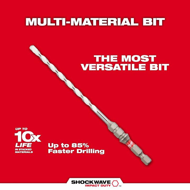 Milwaukee 3/16inch x 6inch SHOCKWAVE Carbide Multi Material Drill Bit for Concrete Screws, large image number 5