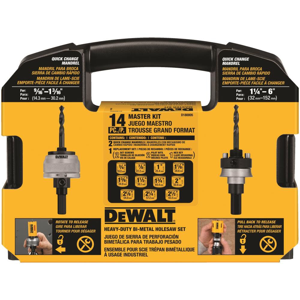 DEWALT Master Hole Saw Kit 14pc D180005 Acme Tools