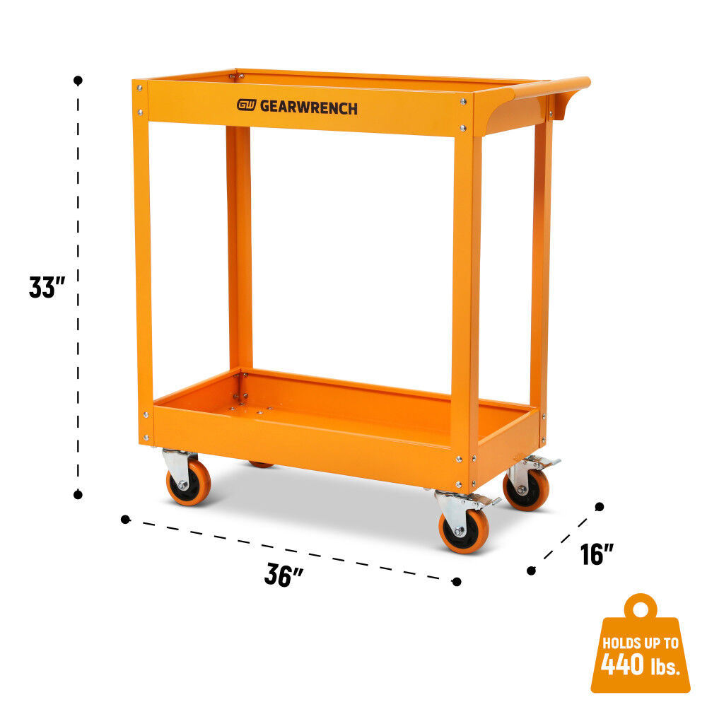 GEARWRENCH 36 Inch 2 Shelf Steel Automotive Utility Cart, large image number 3