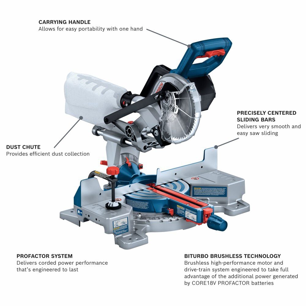 Bosch 18V 7-1/4 Inch Slide Miter Saw (Bare Tool) Reconditioned, large image number 2