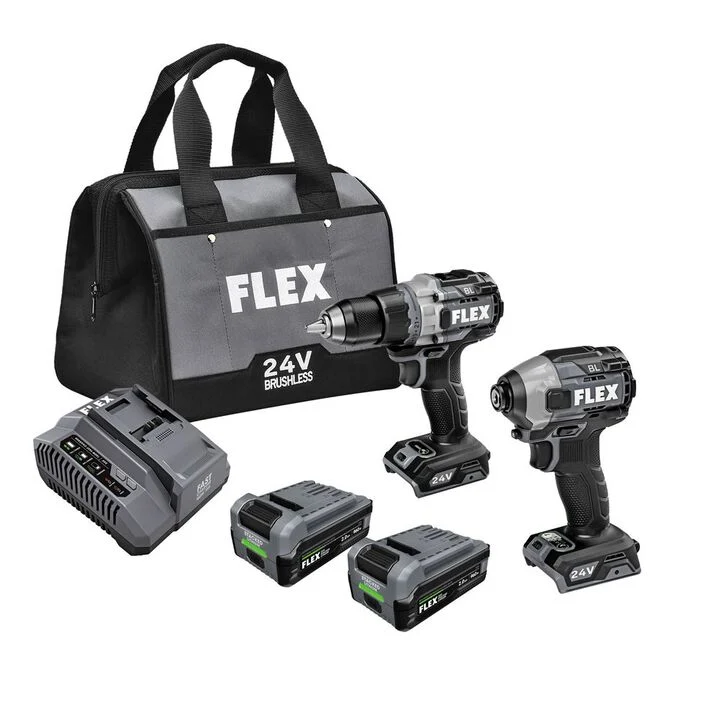 FLEX Hammer Drill with Turbo Mode and Quick Eject Impact Driver Combo Kit