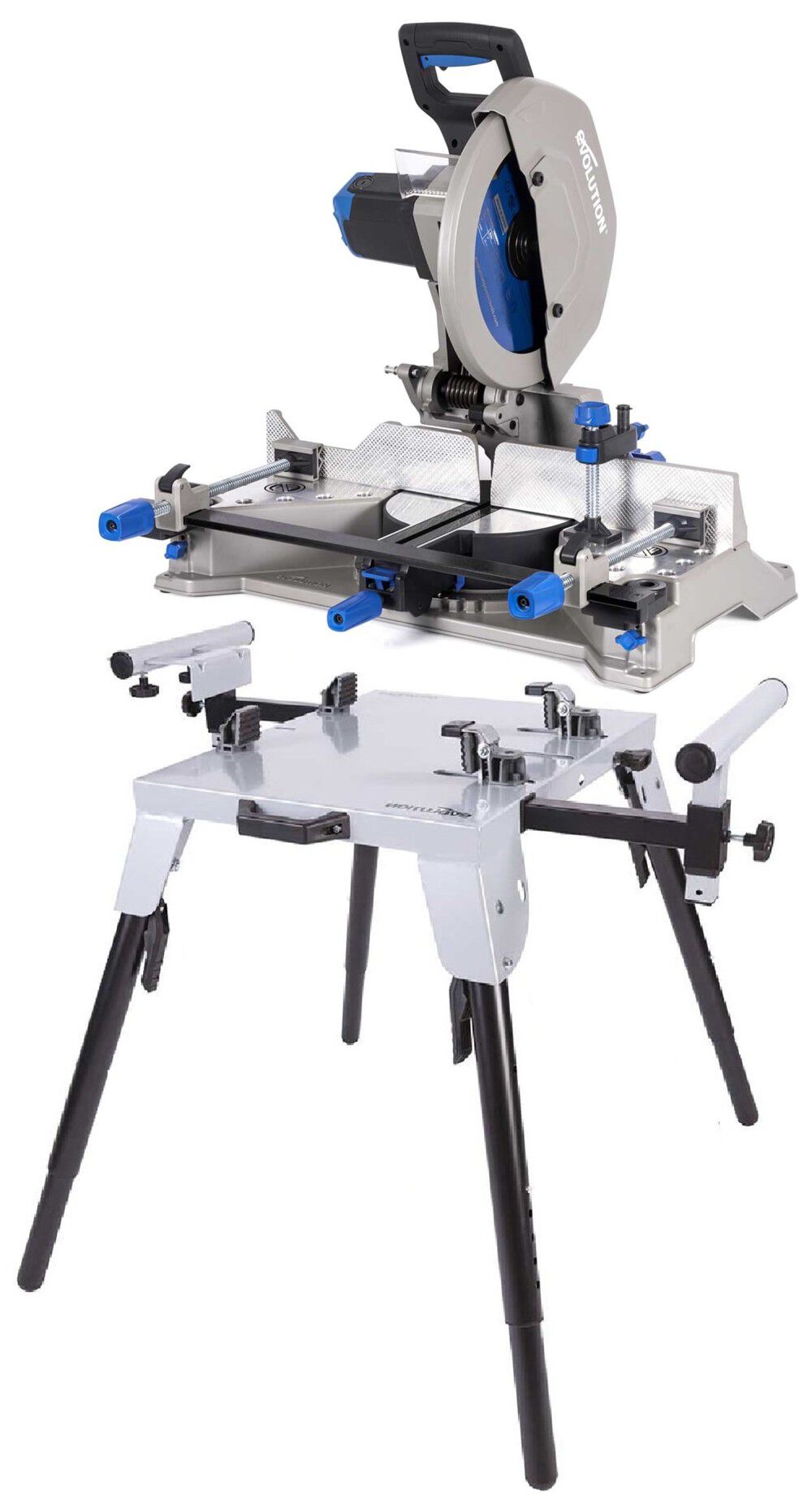 Evolution Power Tools Evolution S355MCS 14″ Metal Cutting Mitering Chop Saw & Chop Saw Stand Bundle – ATB000011526