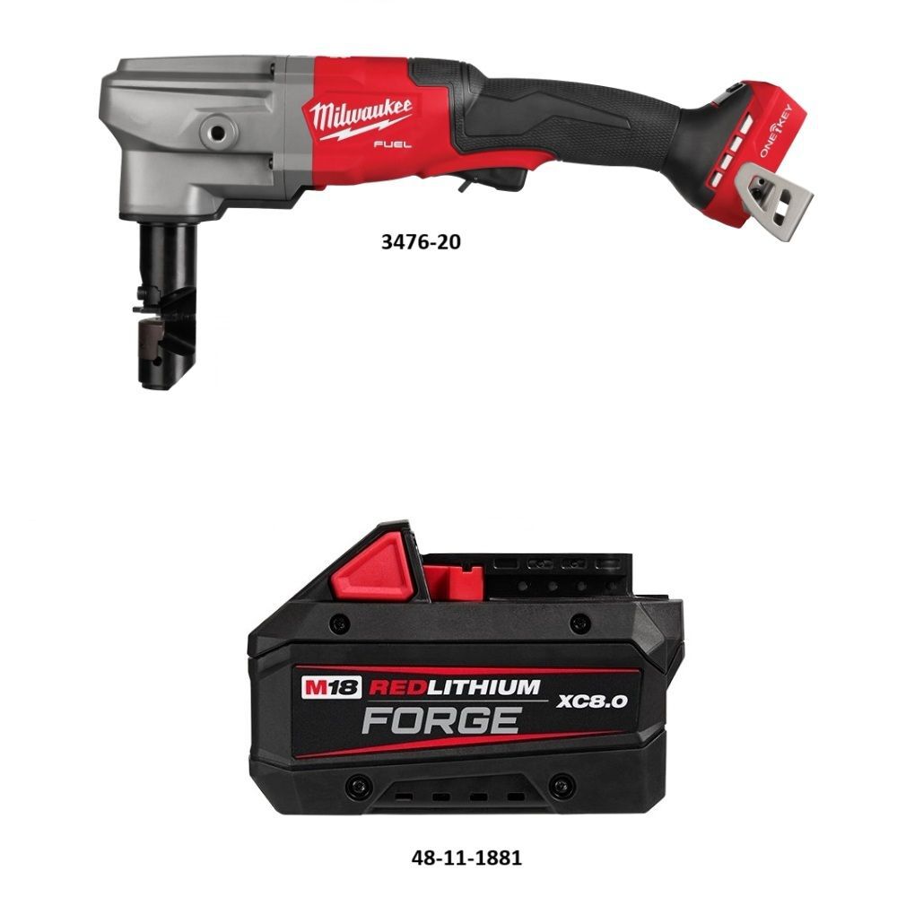 Milwaukee M18 Fuel 10 Gauge Nibbler & Redlithium XC8.0 Battery Pack Bundle, large image number 2