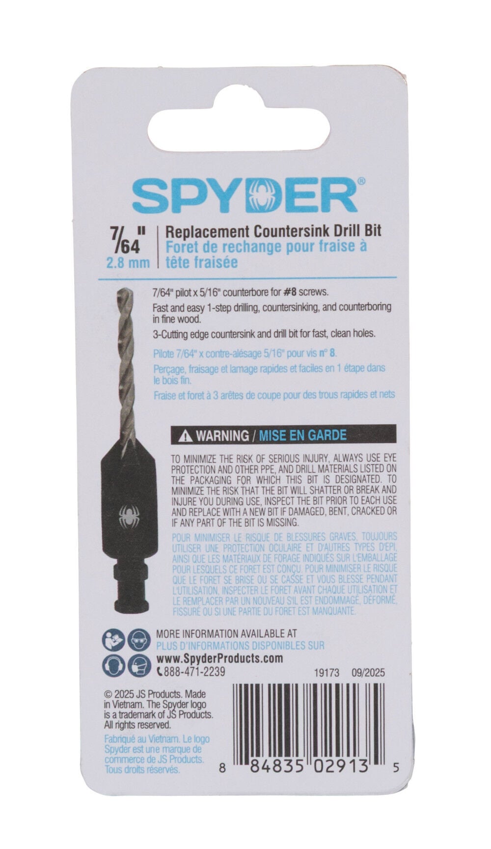 Spyder 7/64 Inch #8 Countersink Twist Drill Bit, 5/16 Inch Counterbore, large image number 5