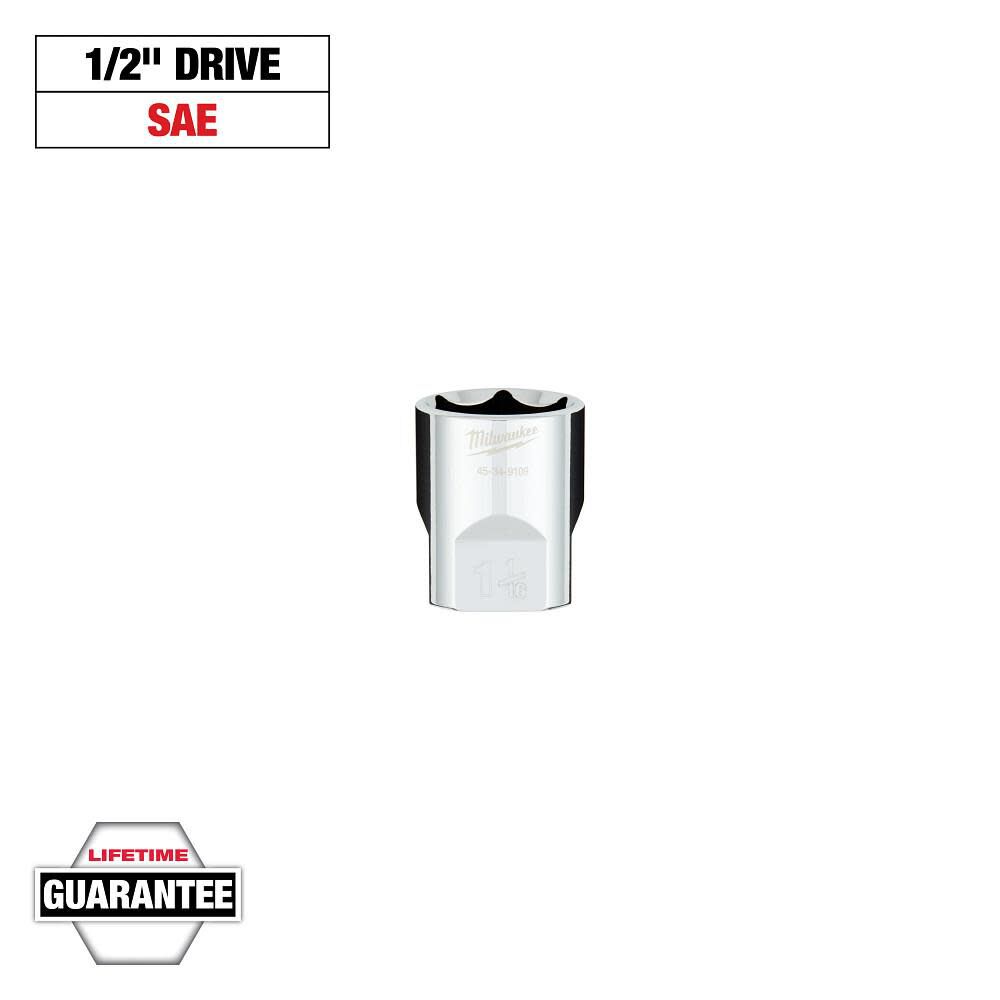 Milwaukee 1/2 in. Drive 1-1/16 in. SAE 6-Point Socket with FOUR FLAT Sides, large image number 9
