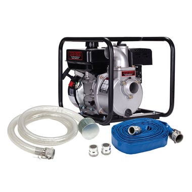 Red Lion Engine Driven Aluminum Water Transfer Pump Kit 179cc 2in Intake/Discharge with Hose Kit