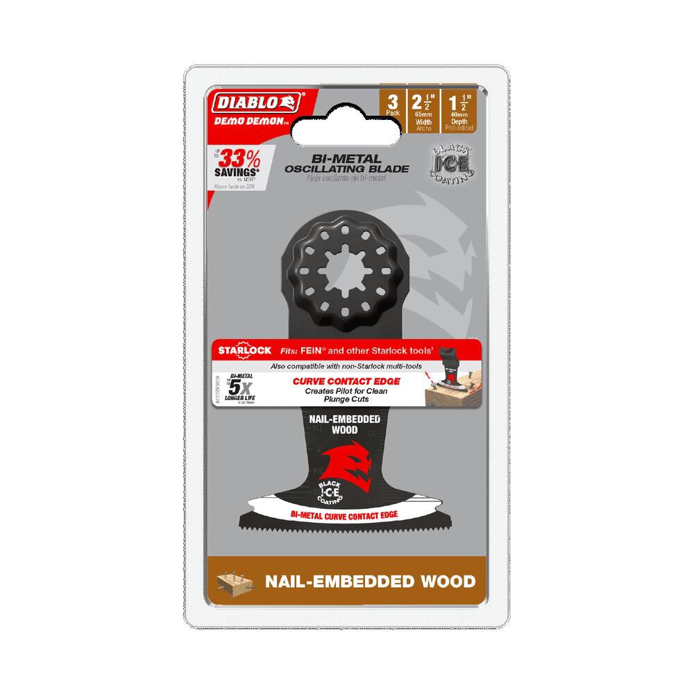 Diablo Tools 2-1/2in Starlock Bi-Metal Oscillating Blade for Nail-Embedded Wood 3pk, large image number 5