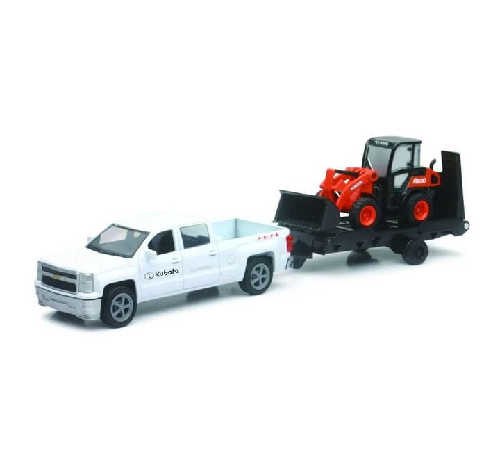 Kubota R630 1:43 Scale Miniature Toy Pull-Back Wheel Loader Set W/Truck, large image number 1