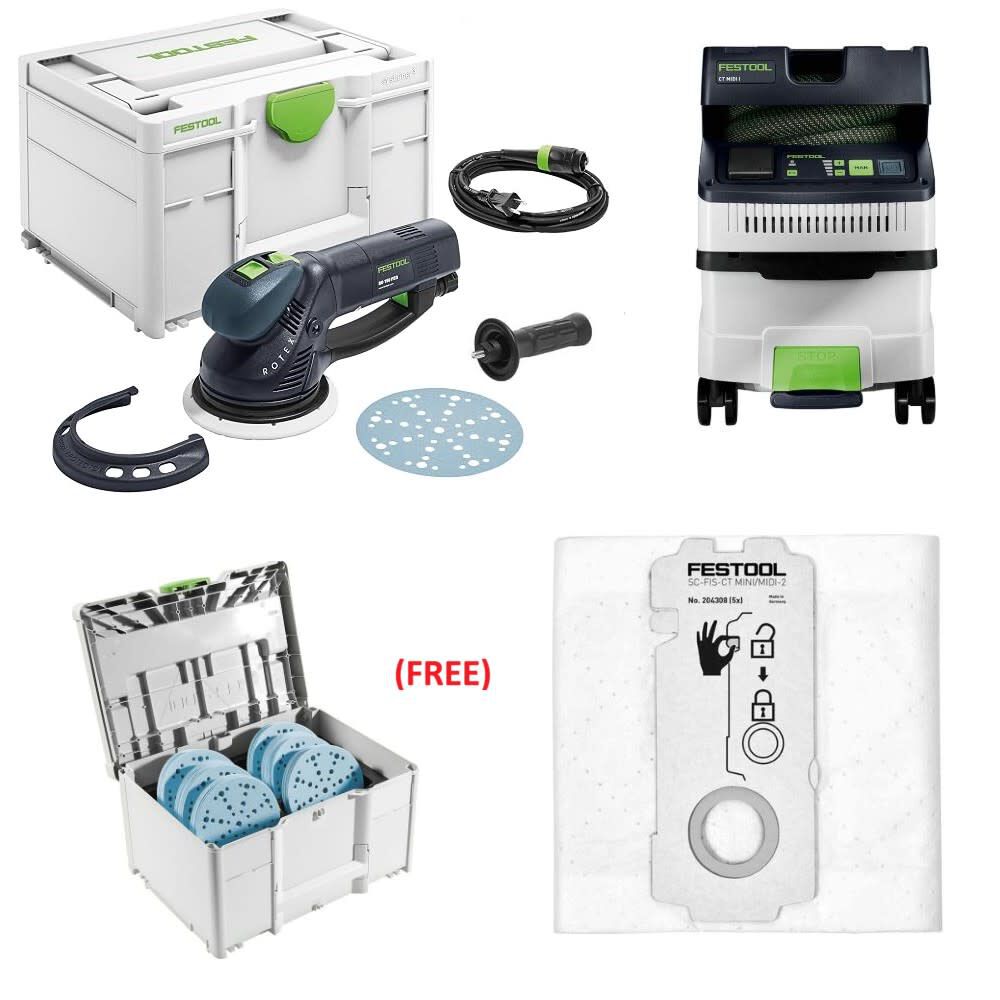 Festool RO 150 ROTEX Sander & CT MIDI I Bundle - 576028-578512