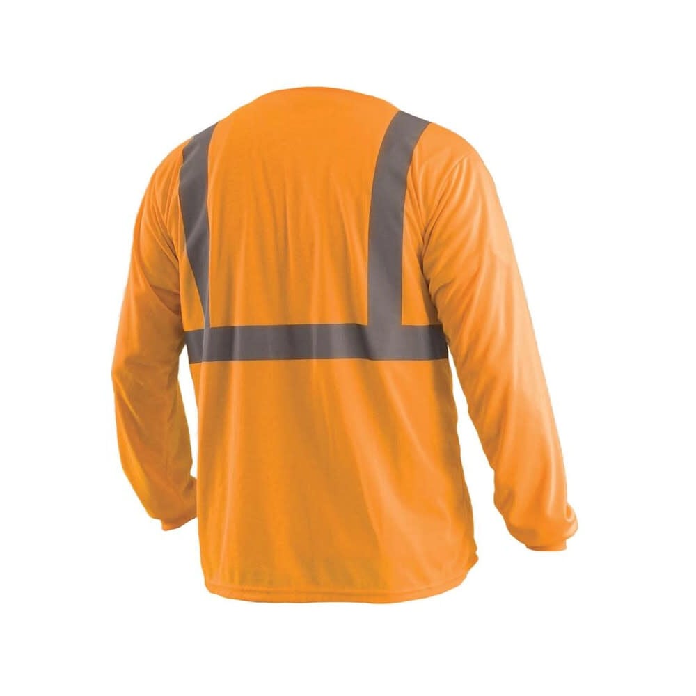 Occunomix Hi-Vis Orange Class 2 Classic Wicking Birdseye T-Shirt Long Sleeve XL, large image number 2