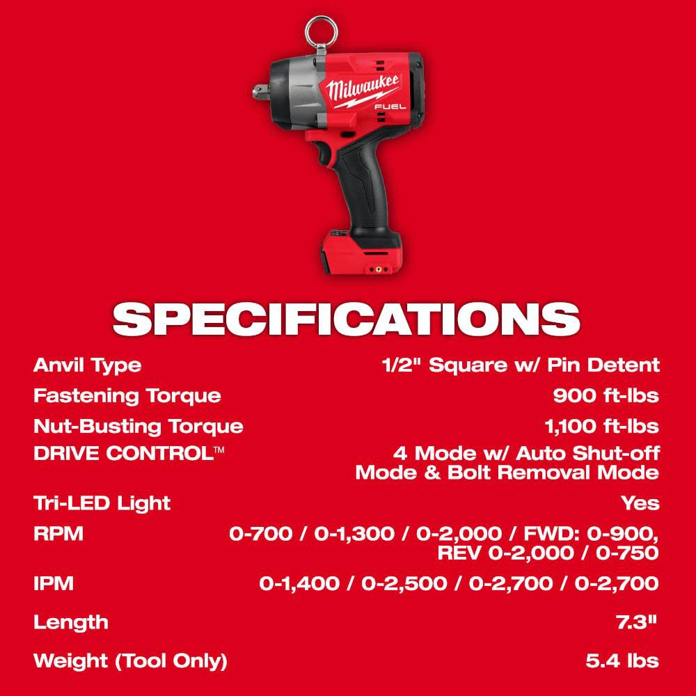 Milwaukee M18 Fuel 1 2in High Torque Impact Wrench With Pin Detent Bare Tool 2966 20 Sansujyuku sansujyuku.com