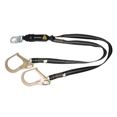 Safewaze Arc Flash 6 Ft. Energy Absorbing Lanyard: 12 Ft.FF, Aramid, Dual Leg, Tower Rebar Hook