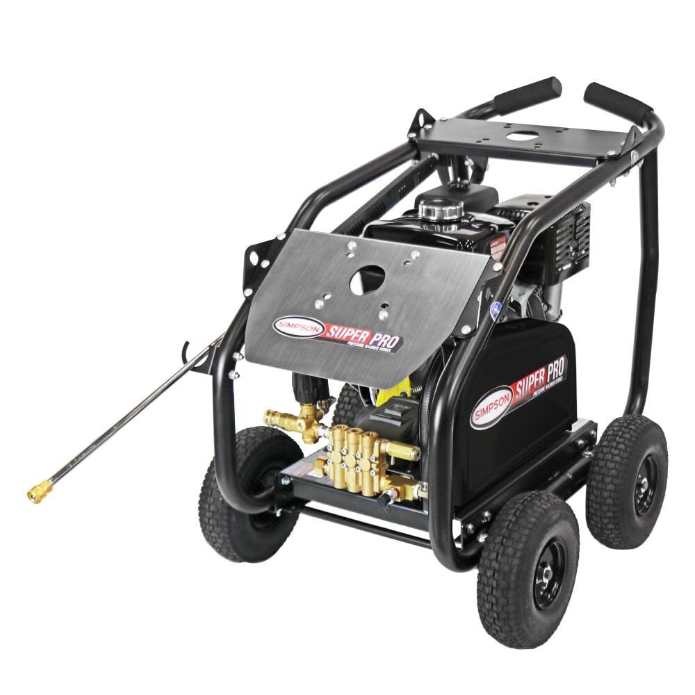 Simpson SuperPro Roll Cage 4400 PSI 4.0 GPM Gas Powered Cold Water Belt Drive Pressure Washer with 5 Spray Tips – SW4440HCBDM