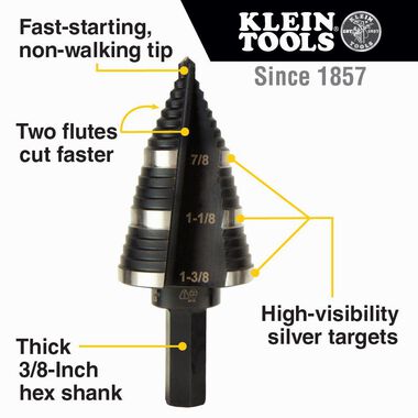 Klein Tools Step Drill Bit #14 Double-Fluted, large image number 1