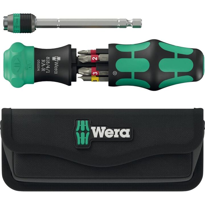 Wera Tools Kompakt 25 RA-R Kraftform Screwdriver Bit Set with Pouch, 6 Pieces