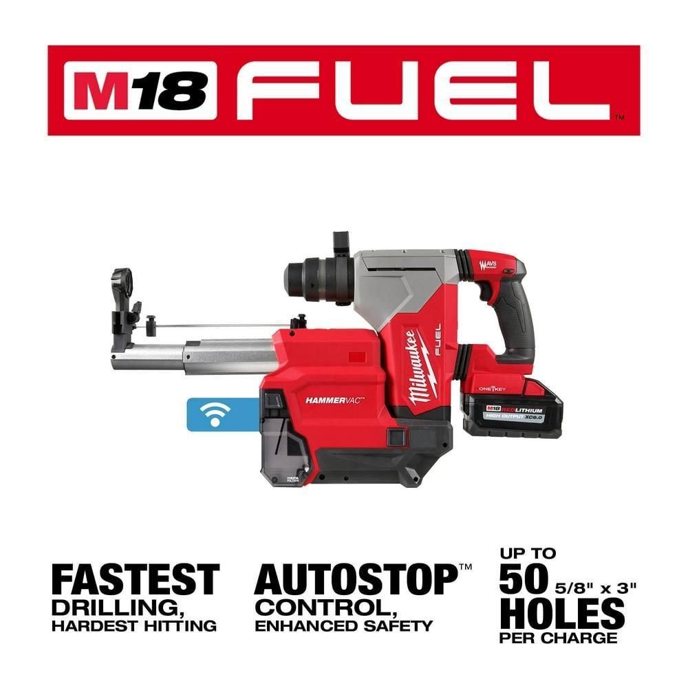 Milwaukee M18 FUEL 1 1/8inch SDS Plus Rotary Hammer ONE-KEY Dust Extractor Kit, large image number 4
