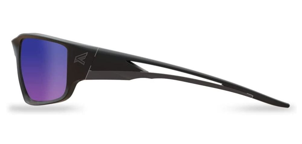 Edge Kazbek Polarized Safety Glasses Black Frame Aqua Precision Blue Mirror Lens, large image number 3