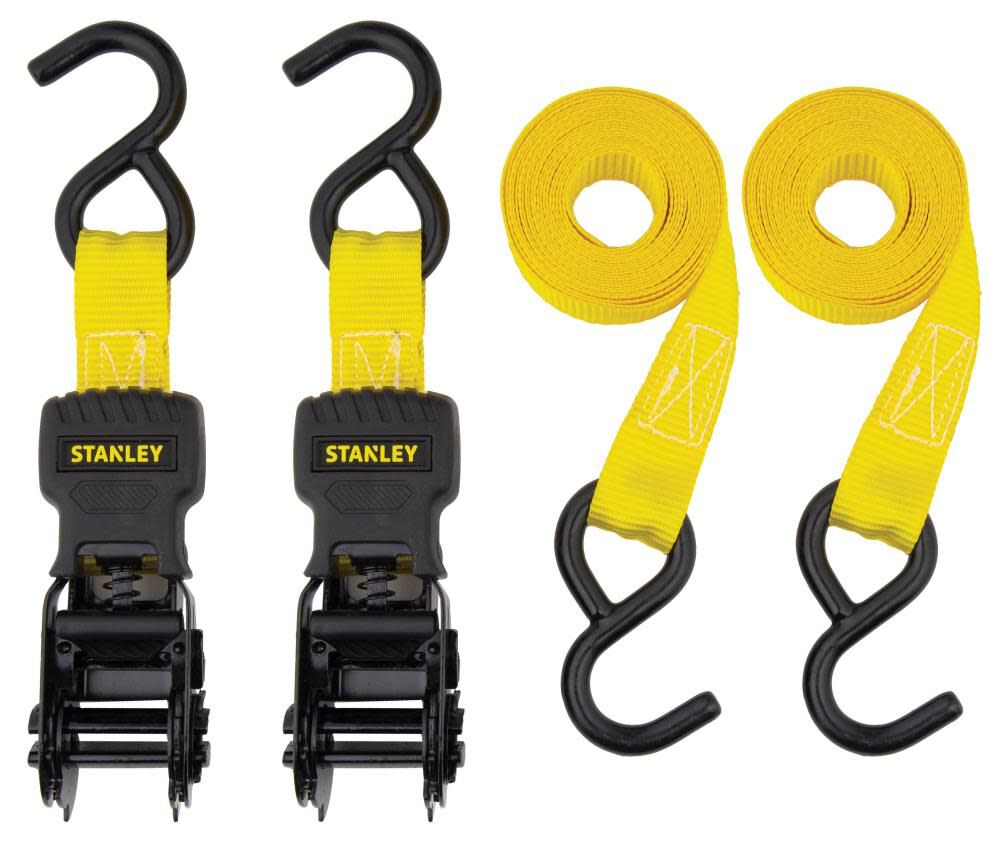 Stanley 1in x 10' Ratchet Straps 1500 Lb Break Strength 2pk, large image number 1