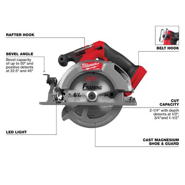 Milwaukee M18 FUEL 6-1/2 Inch Circular Saw (Bare Tool) 2833-20 