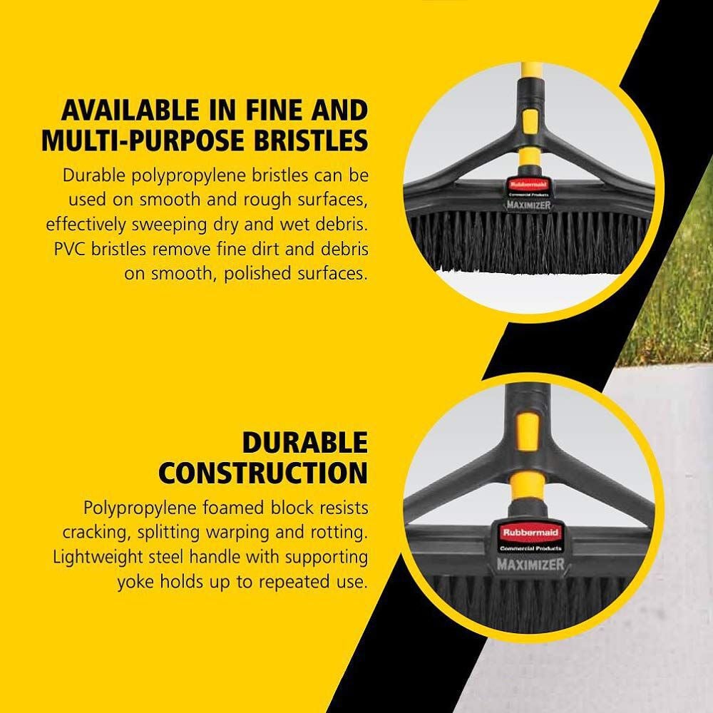 Rubbermaid 36in Black Polypropylene Medium Push Broom with Steel Handle, large image number 5