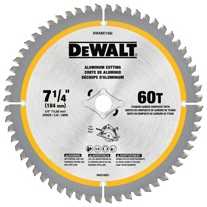 DEWALT 7-1/4 Inch 60T Aluminum Saw Blade
