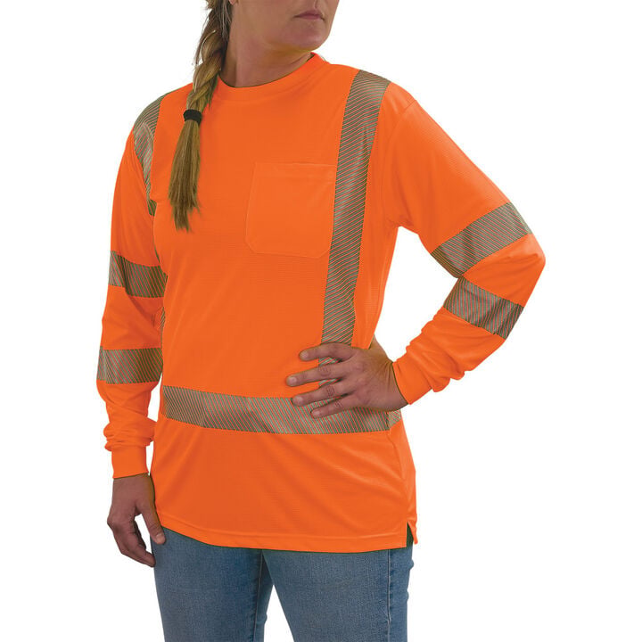 Ergodyne GloWear 8387 Womens Performance Class 3 Long Sleeve Shirt Hi-Vis Orange