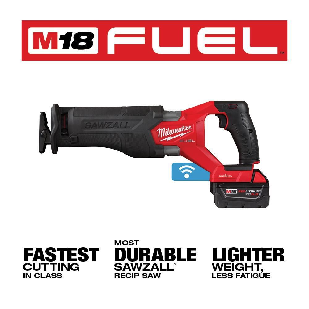 Milwaukee M18 FUEL SAWZALL Reciprocating Saw with ONE-KEY - 2 Battery XC5.0 Kit, large image number 3