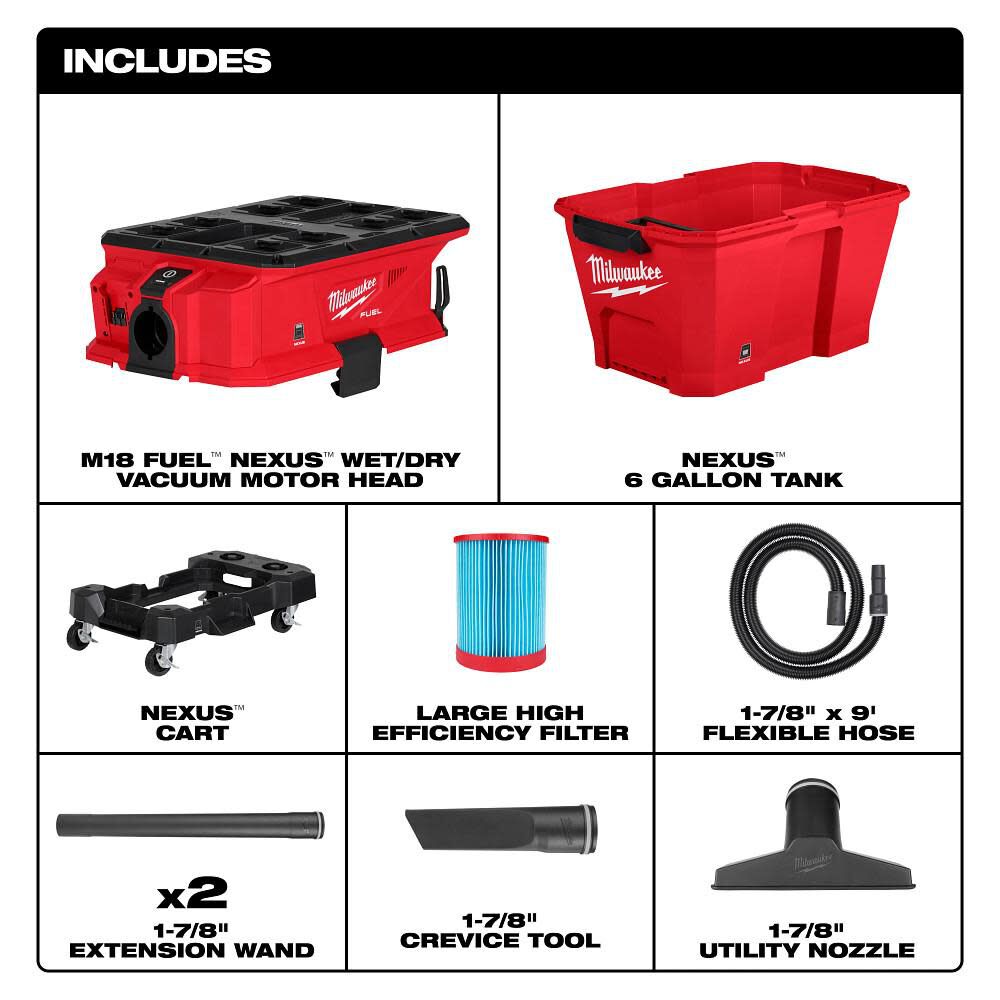 Milwaukee M18 FUEL NEXUS 6 Gallon Wet/Dry Vacuum with PACKOUT Compatibility (Bare Tool), large image number 2