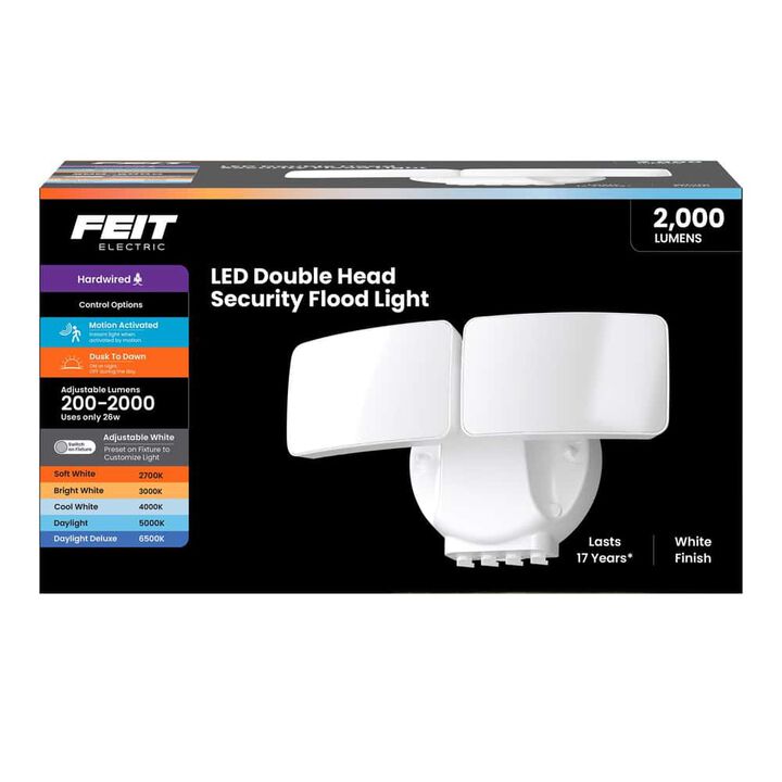 Feit Electric 120V 26W 2000 Lumens LED Dual Head Security Floodlight White, large image number 1