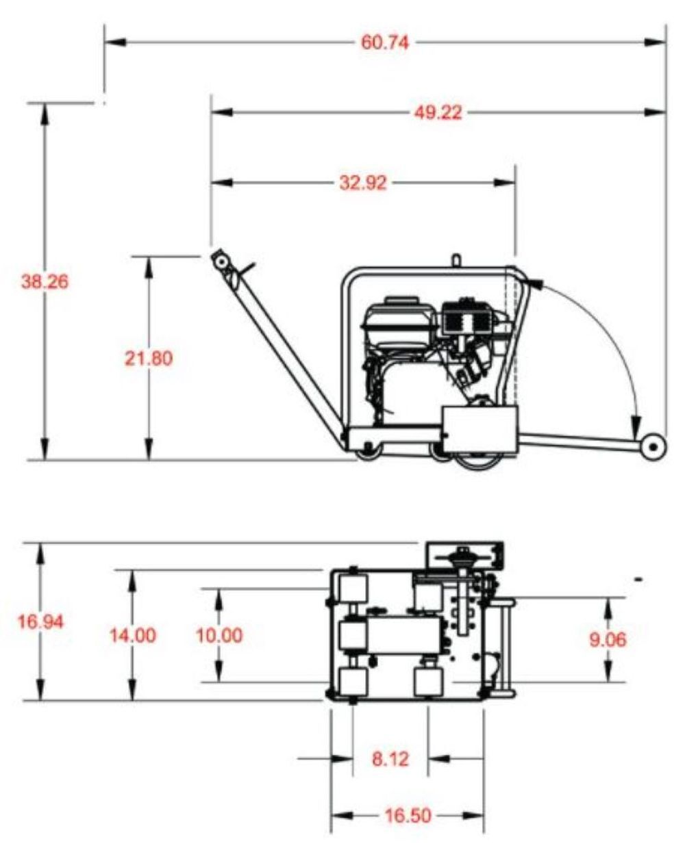 Diamond Products CC150XL-EE First Cut Concrete Saw True Early Entry Series 6in Honda GX160 Engine 4.8HP, large image number 4