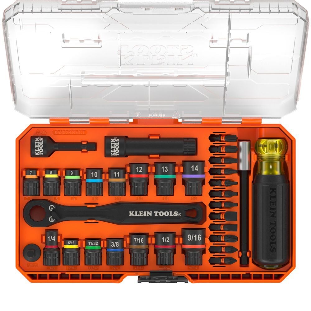 Klein Tools KNECT Pass-Through and Impact Socket Set SAE and Metric 33 Pieces, large image number 2